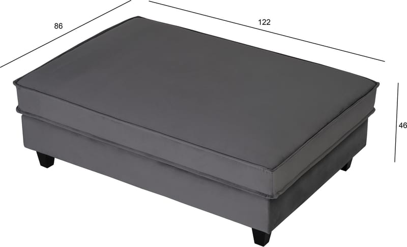Fotpall Brandy 122x86 cm i Sammet - Mörkgrå - Products - Möbler - Fåtölj & stolar - Pall & puff - Fotpallar