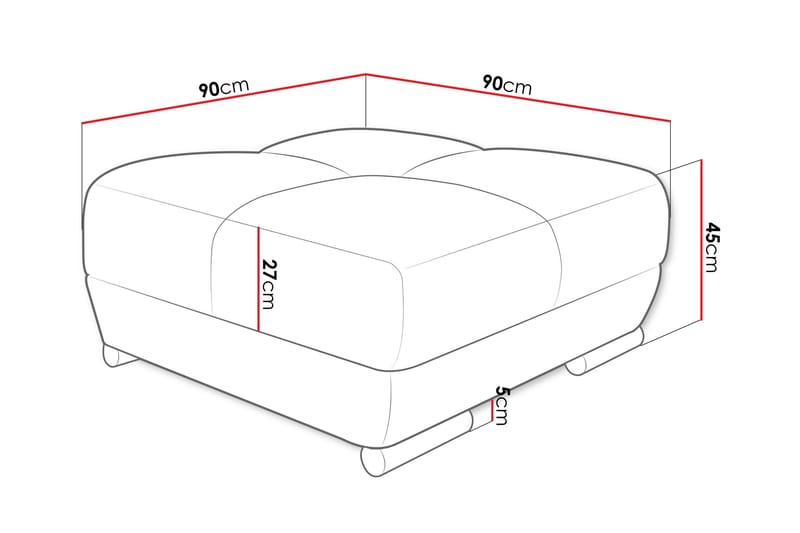 Simerly Fotpall 90 cm - Ljusgrå - Products - Möbler - Fåtölj & stolar - Pall & puff - Fotpallar