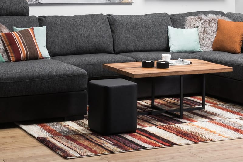 Square Pall Läder - Svart - Products - Möbler - Fåtölj & stolar - Pall & puff - Sittpuff