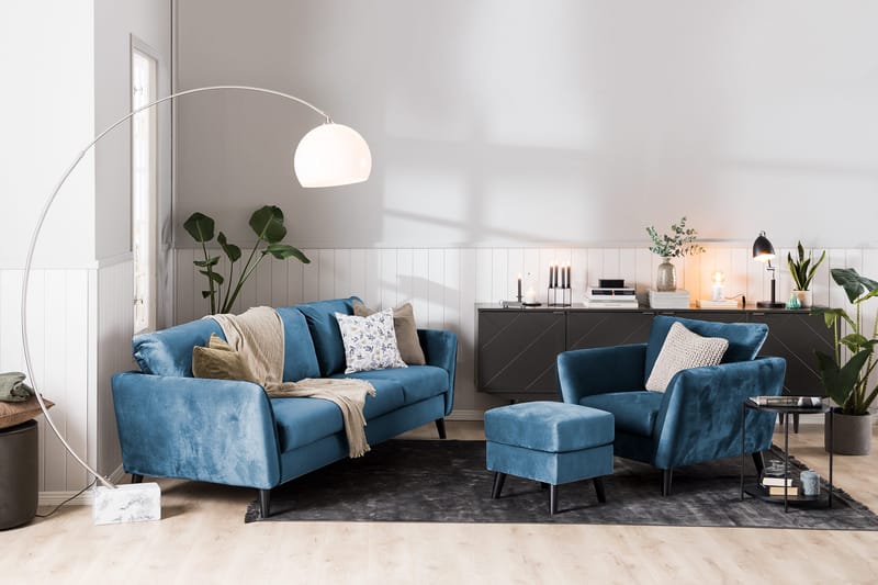 Trend Fotpall - Midnattsblå Sammet - Products - Möbler - Fåtölj & stolar - Pall & puff - Fotpallar