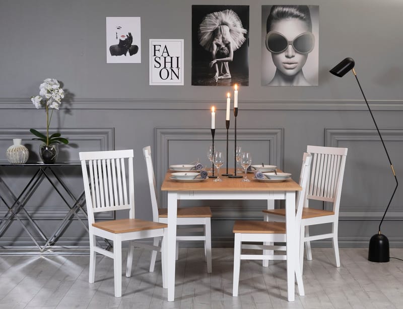 Vit matstol med träsits i ek - Fårö - Vit/Ek - Products - Möbler - Fåtölj & stolar - Matstol & köksstol