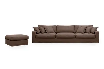 Valencia Extra Djup 5-sits soffa + fotpall med avtagbar och tvättbar klädsel, Mörkbrun