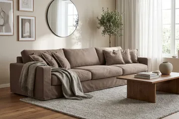 Valencia Extra Djup 5-sits Soffa med avtagbar och tvättbar klädsel - Mörkbrun - Products - Möbler - Soffa