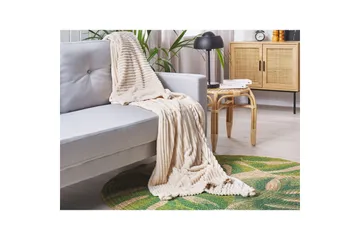 Pläd Kaweri Beige - Beige - Products - Textil & mattor - Filt & pläd