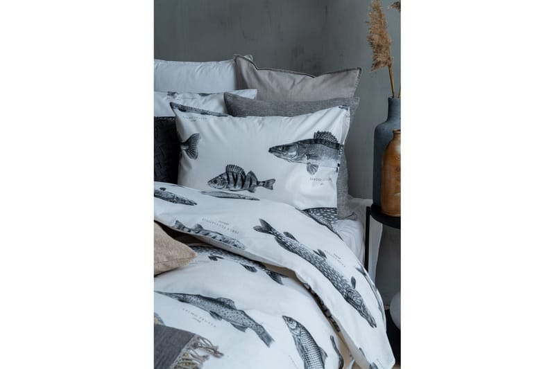 Påslakanset Enkelsäng 2-Dels Fiske Vit - Franzén - Products - Textil & mattor - Sängkläder - Bäddset & påslakanset - Påslakanset dubbelsäng