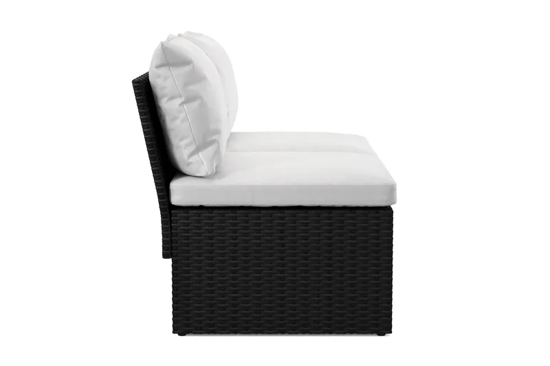 Bahamas Liten Balkongsoffa med dynor och pallar i konstrotting - Svart - Products - Utemöbler & utemiljö - Balkong & altan - Balkongmöbler - Balkongsoffa