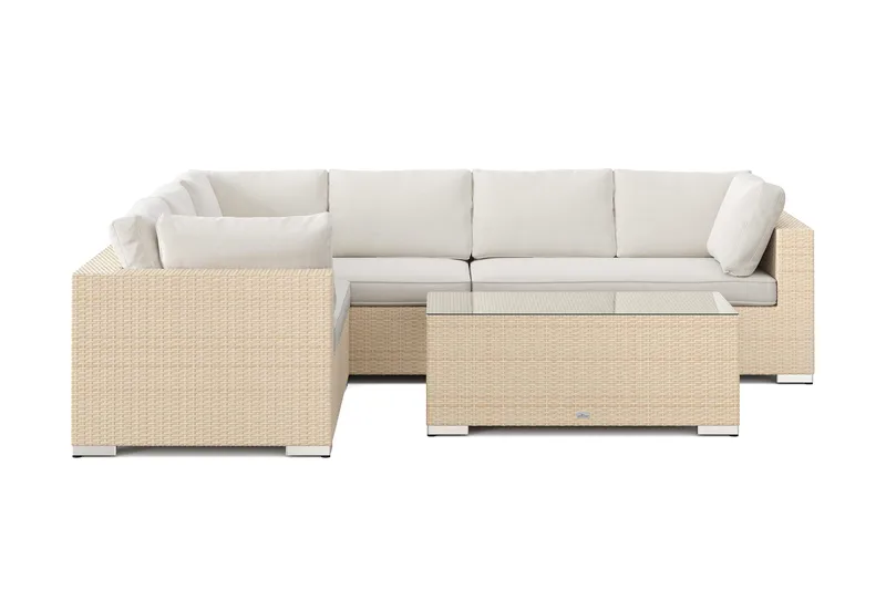 Bahamas L-formad utesoffa vänster, 6-sits med bord - Beige - Products - Utemöbler & utemiljö - Loungemöbler - Loungeset & loungegrupp