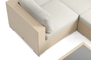 Bahamas U-formad utomhus loungegrupp 7-sits med vändbar divan och bord med hylla - Beige - Products - Utemöbler & utemiljö - Loungemöbler - Loungeset & loungegrupp