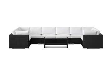 Bahamas U-formad utomhus loungegrupp med stängt avslut, 10-sits med bord och hylla - Svart - Products - Utemöbler & utemiljö - Loungemöbler - Loungeset & loungegrupp