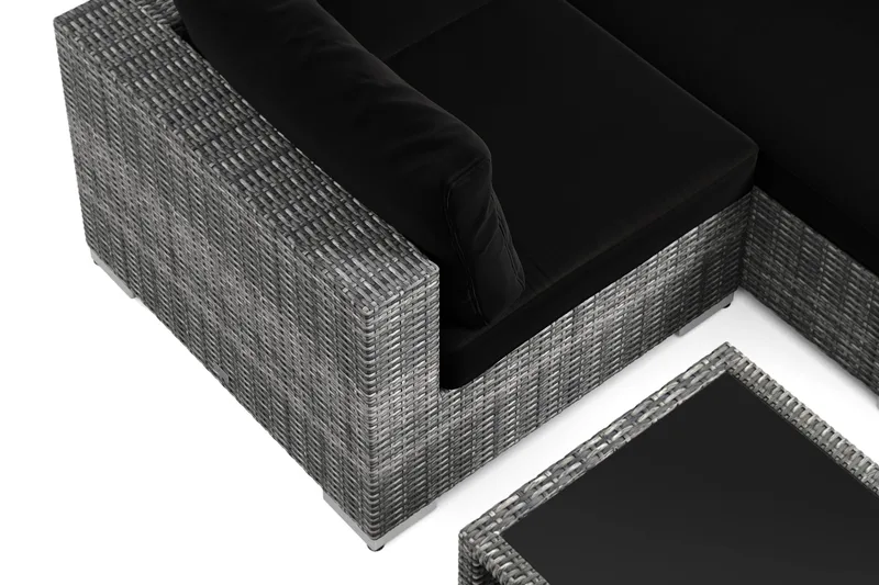 Bahamas U-formad utomhus loungegrupp med stängt avslut, 7-sits med bord och hylla - Grå - Products - Utemöbler & utemiljö - Loungemöbler - Loungeset & loungegrupp