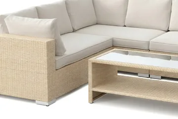 Bahamas U-formad utomhus loungegrupp med stängt avslut, 9-sits med bord och hylla - Beige - Products - Utemöbler & utemiljö - Loungemöbler - Loungeset & loungegrupp