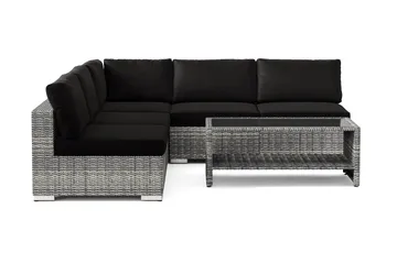 Bahamas utomhus hörnsoffa 5-sits vändbar med öppet avslut och bord med hylla - Grå - Products - Utemöbler & utemiljö - Loungemöbler - Loungeset & loungegrupp