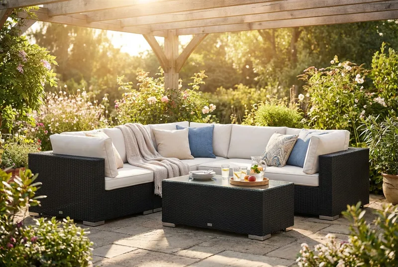 Bahamas utomhus hörnsoffa 5-sits vändbar med bord - Svart - Products - Utemöbler & utemiljö - Loungemöbler - Loungeset & loungegrupp