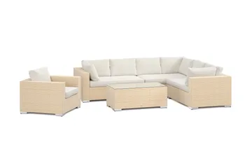 Bahamas utomhus L-soffa höger 7-sits med fåtölj och bord - Beige - Products - Utemöbler & utemiljö - Loungemöbler - Loungeset & loungegrupp