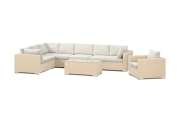 Bahamas utomhus L-soffa vänster 8-sits med fåtölj och bord - Beige - Products - Utemöbler & utemiljö - Loungemöbler - Loungeset & loungegrupp