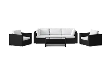 Bahamas utomhus soffgrupp 5-sits med två fåtöljer och bord med hylla - Svart - Products - Utemöbler & utemiljö - Loungemöbler - Loungeset & loungegrupp
