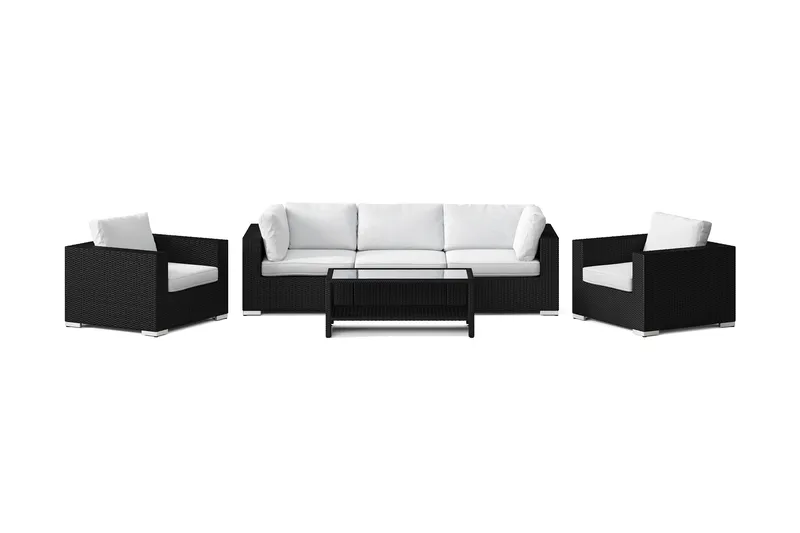 Bahamas utomhus soffgrupp 5-sits med två fåtöljer och bord med hylla - Svart - Products - Utemöbler & utemiljö - Loungemöbler - Loungeset & loungegrupp