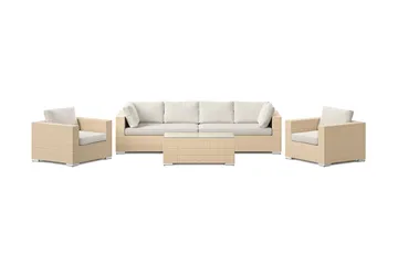 Bahamas utomhus soffgrupp 6-sits med två fåtöljer och bord - Beige - Products - Utemöbler & utemiljö - Loungemöbler - Loungeset & loungegrupp