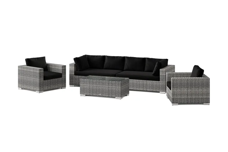 Bahamas utomhus soffgrupp 6-sits med två fåtöljer och bord, Grå