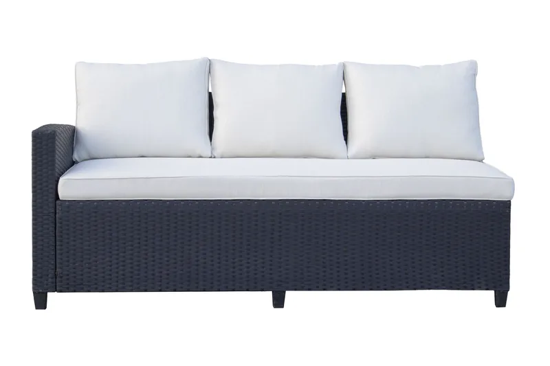 James Light Stor L-formad vändbar loungegrupp utomhus i konstrotting med förvaring och vita dynor - Svart - Products - Utemöbler & utemiljö - Loungemöbler - Loungeset & loungegrupp