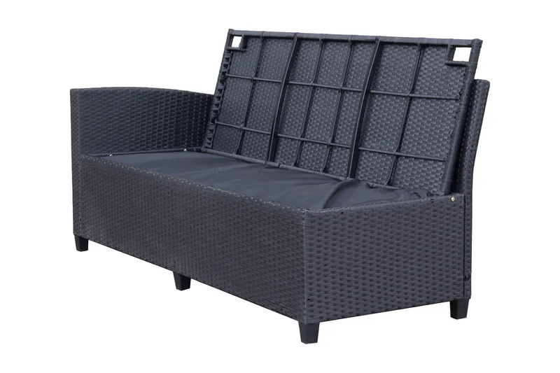 James Light Stor L-formad vändbar loungegrupp utomhus i konstrotting med förvaring och vita dynor - Svart - Products - Utemöbler & utemiljö - Loungemöbler - Loungeset & loungegrupp