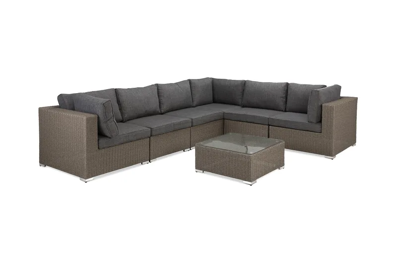 Marcus Loungegrupp - Brun / Svarta dynor - Products - Utemöbler & utemiljö - Loungemöbler - Loungeset & loungegrupp