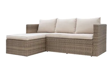 Mendoza l-formad 4-sits soffgrupp i konstrotting för altan och terrass - Brun / Beige dynor - Products - Utemöbler & utemiljö - Loungemöbler - Loungeset & loungegrupp
