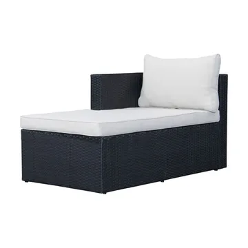 Mendoza l-formad 4-sits soffgrupp i konstrotting för altan och terrass - Svart / Vita dynor - Products - Utemöbler & utemiljö - Loungemöbler - Loungeset & loungegrupp