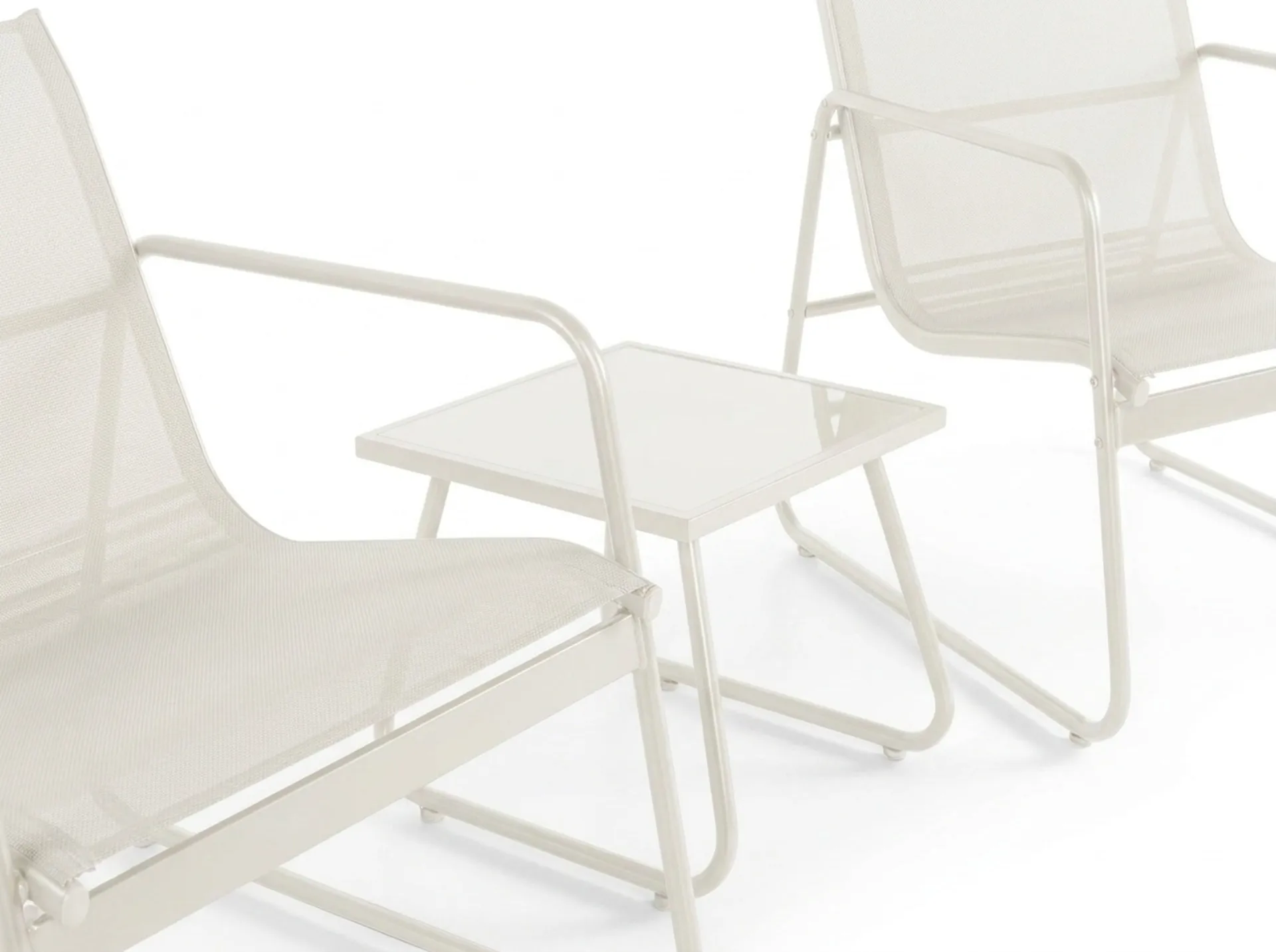 Pelanda Caféset Utomhus - Bord med frostad glasskiva och fåtöljer i stål - Beige - Products - Utemöbler & utemiljö - Loungemöbler - Loungeset & loungegrupp
