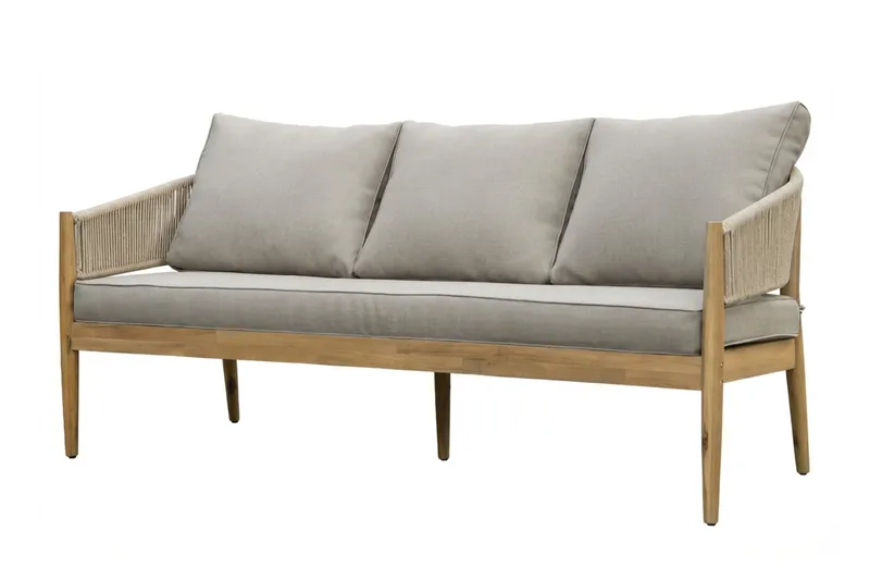 Siana 4-sits Loungegrupp i trä utseende med repdetaljer - Natur / Beige - Products - Utemöbler & utemiljö - Loungemöbler - Loungeset & loungegrupp