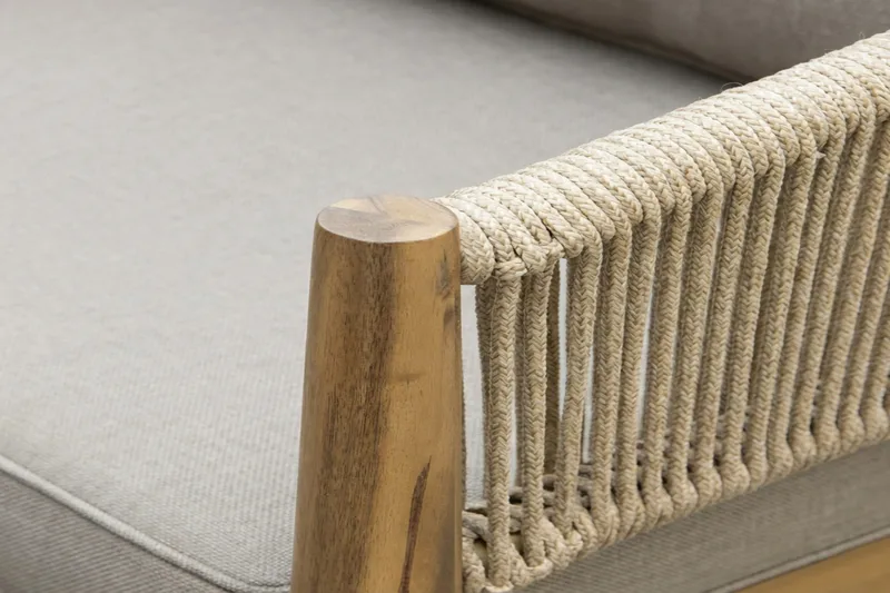 Siana 4-sits Loungegrupp i trä utseende med repdetaljer - Natur / Beige - Products - Utemöbler & utemiljö - Loungemöbler - Loungeset & loungegrupp