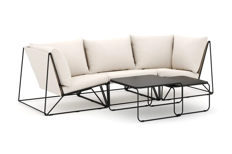 Usteryd utomhus rak 3-sits soffa - Svart/Beige - Products - Utemöbler & utemiljö - Loungemöbler - Loungesoffor
