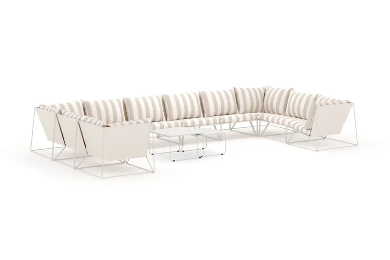 Usteryd utomhus U-soffa 10-sits med stängt avslut - Beige/Striped - Products - Utemöbler & utemiljö - Loungemöbler - Loungeset & loungegrupp