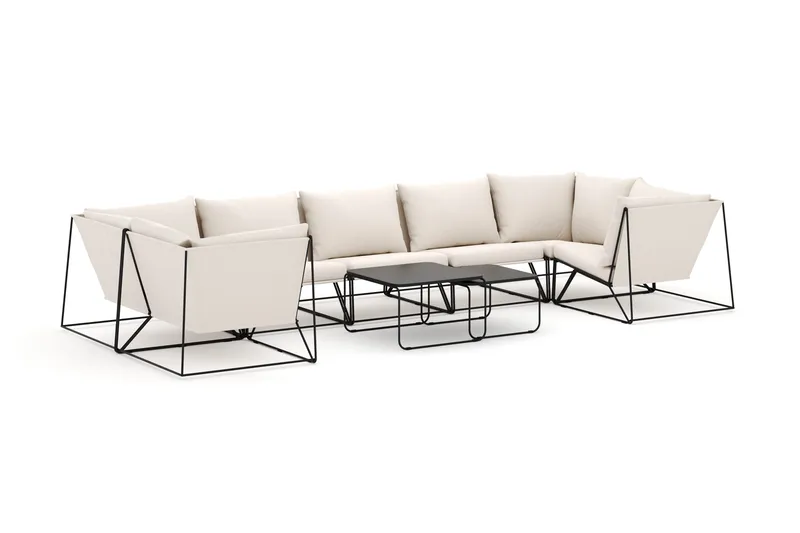 Usteryd utomhus U-soffa 7-sits med stängt avslut - Svart/Beige - Products - Utemöbler & utemiljö - Loungemöbler - Loungesoffor