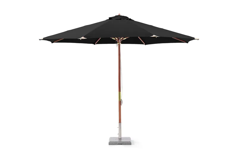 Hillerstorp Lyxparasoll trä 335 cm, Svart