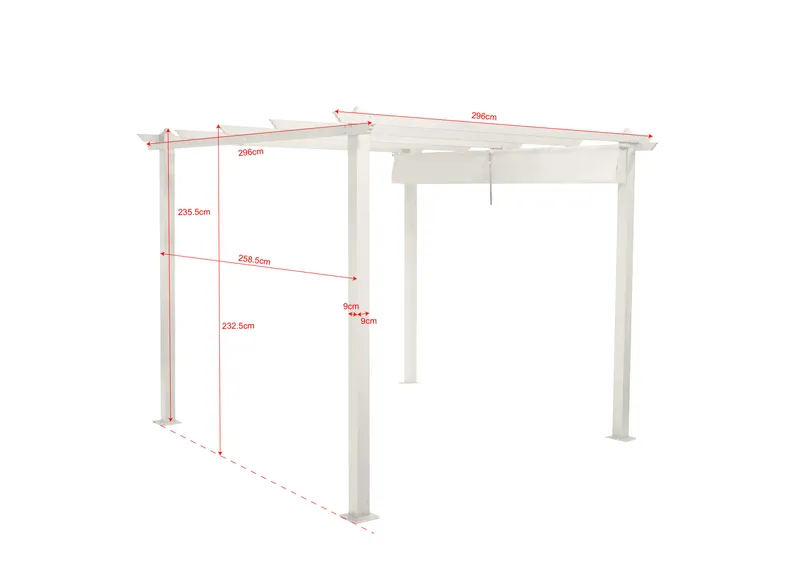 Porto Pergola 3x3 m i aluminium med tak för solskydd - Vit - Products - Utemöbler & utemiljö - Solskydd - Pergola