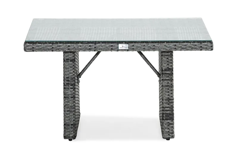 Bahamas Loungebord och Soffbord Utomhus 100 cm Konstrotting Glas - Grå - Products - Utemöbler & utemiljö - Utebord & trädgårdsbord - Loungebord & soffbord utomhus