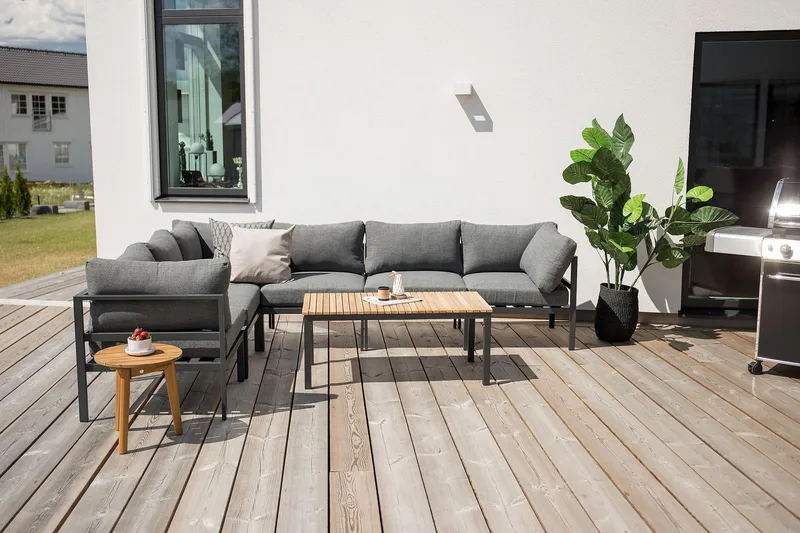Brasilia Soffbord och Loungebord Utomhus 110 cm Teak Trä - Svart - Products - Utemöbler & utemiljö - Utebord & trädgårdsbord - Loungebord & soffbord utomhus