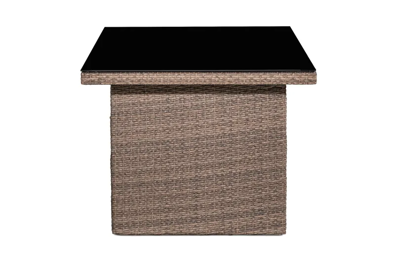 James Utebord 85x145 cm – Matbord utomhus i konstrotting med bordsskiva i Glas - Sand Brun - Products - Utemöbler & utemiljö - Utebord & trädgårdsbord - Matbord utomhus