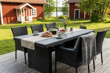 Marcus Rektangulärt Matbord utomhus 160x90 cm i konstrotting med glasskiva - Svart - Products - Utemöbler & utemiljö - Utebord & trädgårdsbord - Matbord utomhus