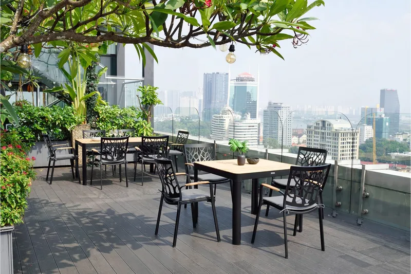 Portals Matbord Utomhus 95x95 cm - Svart/Trä - Products - Utemöbler & utemiljö - Utebord & trädgårdsbord - Matbord utomhus