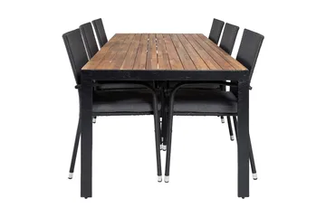 Bois Matgrupp Utomhus 200cm + 6 Anna Karmstolar - Svart/Grå - Products - Utemöbler & utemiljö - Utegrupp - Matgrupp utomhus