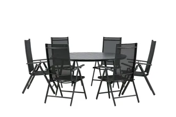 Break Matgrupp Utomhus Rund 150 cm + 6 Break Positionsstol - Svart - Products - Utemöbler & utemiljö - Utegrupp - Matgrupp utomhus