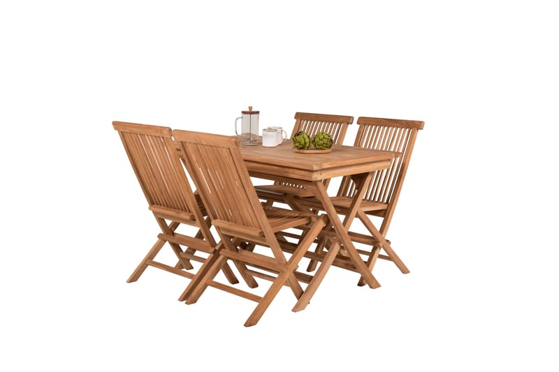 Kenya Matgrupp 120x70 cm + 4 Kenya Hopfällbar Stol - Brun - Products - Utemöbler & utemiljö - Utegrupp - Matgrupp utomhus