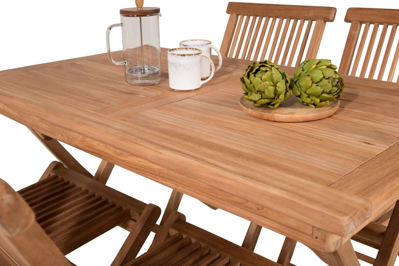 Kenya Matgrupp 120x70 cm + 4 Kenya Hopfällbar Stol - Brun - Products - Utemöbler & utemiljö - Utegrupp - Matgrupp utomhus