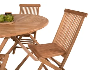 Kenya Matgrupp Utomhus Rund 120 cm + 4 Kenya Hopfällbar Stol - Brun - Products - Utemöbler & utemiljö - Utegrupp - Matgrupp utomhus