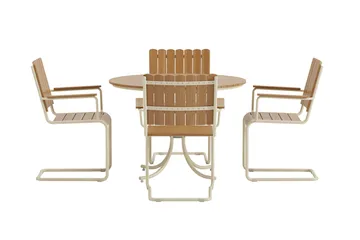 Kullaberg rund matgrupp utomhus med 4 stolar 104 cm stål aintwood - Beige - Products - Utemöbler & utemiljö - Utegrupp - Matgrupp utomhus