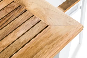 Las Matgrupp Utomhus Vegas 220-280x100 + 8 Stapelstolar - Teak/Vit - Products - Utemöbler & utemiljö - Utegrupp - Matgrupp utomhus