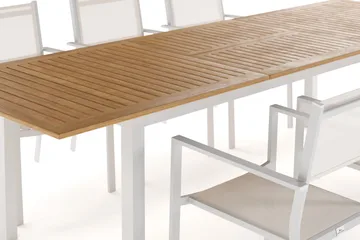 Las Vegas Förlängningsbart Matbord 220-280 cm med 6 Tunis Karmstolar - Natur/Vit - Products - Utemöbler & utemiljö - Utegrupp - Matgrupp utomhus