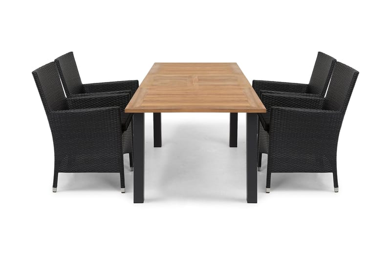 Las Vegas Matgrupp Utomhus 152-210 + 4 Thor Fåtölj - Svart/Teak - Products - Utemöbler & utemiljö - Utegrupp - Matgrupp utomhus